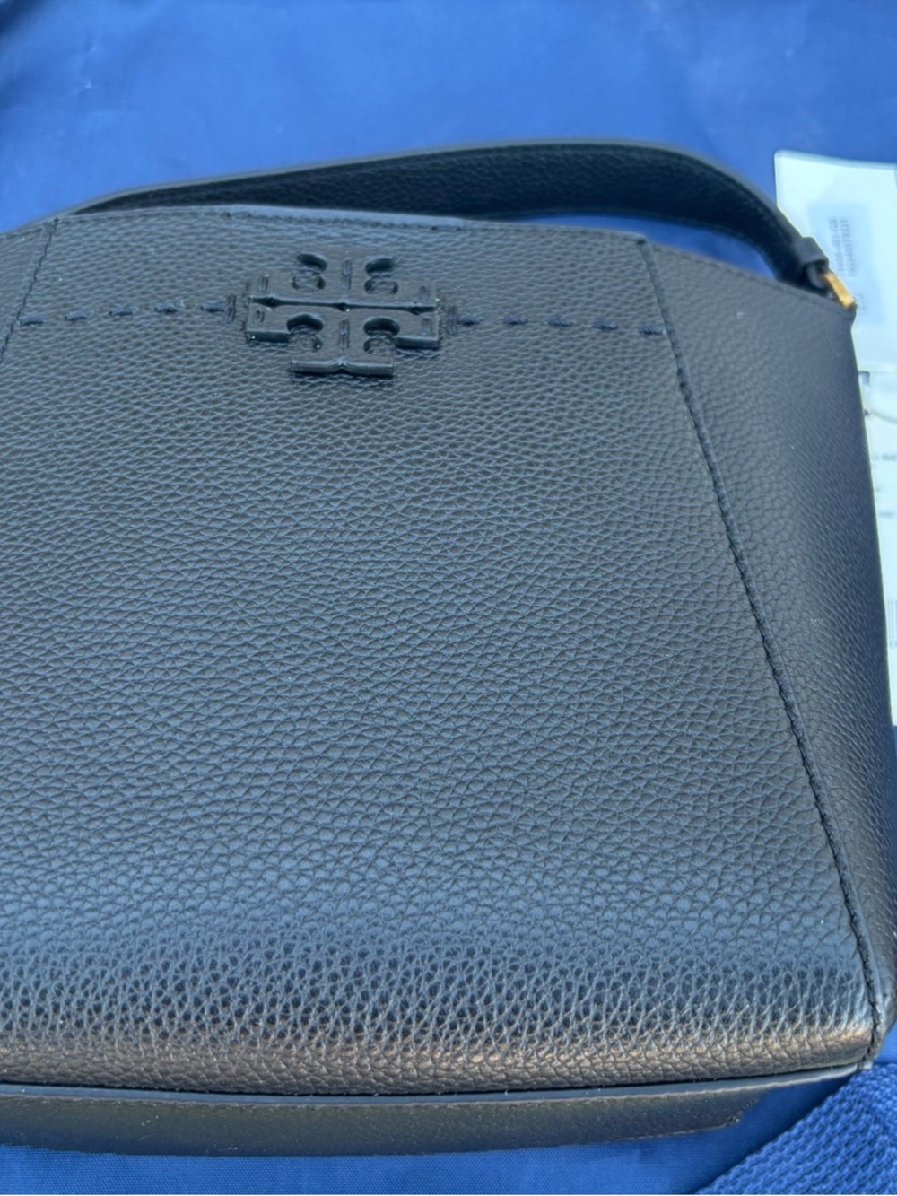 NWT Tory Burch McGraw Black Pebbled Leather Small Bucket Bag #74956 - Picture 9 of 13